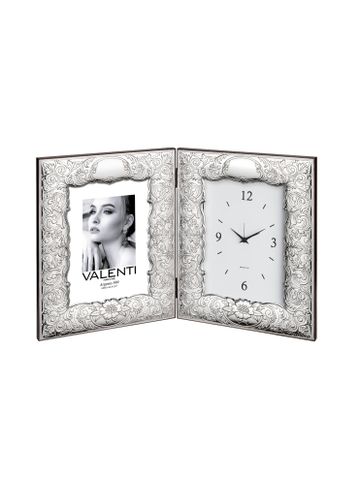 Đồ trang trí hình đồng hồ báo thức và khung ảnh Barocco mạ bạc hiệu VALENTI  - 6633ORL