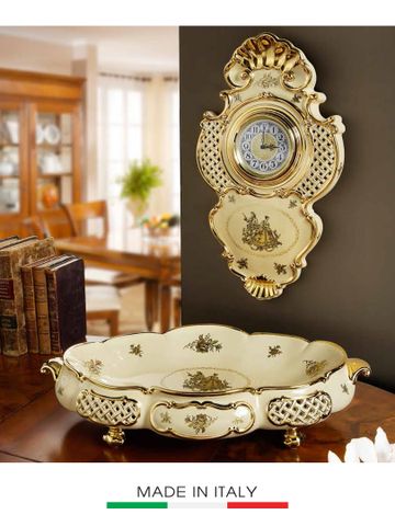 Đồng hồ cổ BC DAMA treo tường mạ vàng 24K khắc hoạ tiết hoàng gia - 689.CO