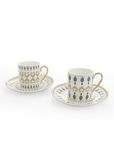  Bộ 2 tách trà bằng sứ tay cầm mạ vàng Moriitalia - 011433 