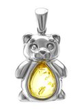  Mặt dây chuyền Amber Jewelry trang sức bạc 22K đính đá hổ phách thiên nhiên màu chanh (Kotopez bear cup) - 701707133 