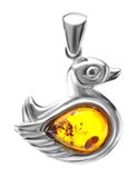  Mặt dây chuyền Amber Jewelry trang sức bạc 22K đính đá hổ phách thiên nhiên màu cognac (Cupid) mạ Rhodium - 701707138 