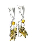  Bông tai trang sức Amber Jewelry bạc 22k đính đá hổ phách thiên nhiên (Winnie the pooh) phủ vàng - 706502139 