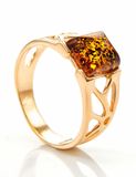  Nhẫn trang sức Amber Jewelry bạc 22K đính đá hổ phách thiên nhiên (Artemis 18.5) phủ vàng - 710006039 