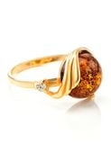  Nhẫn trang sức Amber Jewelry bạc 22K đính đá phổ phách (Amber 17.5) kim cương nhân tạo Fianit phủ vàng - 710006071 