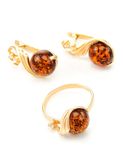  Nhẫn trang sức Amber Jewelry bạc 22K đính đá phổ phách (Amber 17.5) kim cương nhân tạo Fianit phủ vàng - 710006071 
