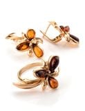  Nhẫn trang sức Amber Jewelry bạc đính đá hổ phách màu cognac Cypress 16 phủ vàng - 710010040 