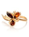  Nhẫn trang sức Amber Jewelry bạc đính đá hổ phách màu cognac Cypress 16 phủ vàng - 710010040 