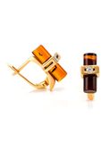  Bông tai trang sức Amber Jewelry bằng bạc 22K đính đá hổ phách (Scandinavia) kim cương nhân tạo phủ vàng - 710103225 