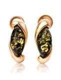  Bông tai trang sức Amber Jewelry bạc 22K đính đá hổ phách màu xanh lá (Lolanta) phủ vàng - 710109355 