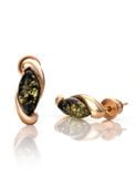  Bông tai trang sức Amber Jewelry bạc 22K đính đá hổ phách màu xanh lá (Lolanta) phủ vàng - 710109355 