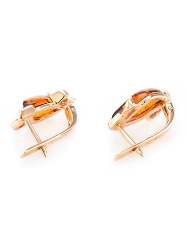 Bông tai trang sức Amber Jewelry bạc 22K đính đá hổ phách thiên nhiên (Vesta) phủ vàng - 710109356