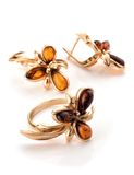  Bông tai trang sức Amber Jewelry bạc đính đá hổ phách màu cognac Cypress 16 phủ vàng - 710110039 
