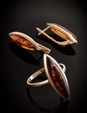  Bông tai trang sức Amber Jewelry bạc 22K đính đá hổ phách thiên nhiên (Grace) phủ vàng - 710111049 