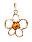  Mặt dây chuyền Amber Jewelry trang sức bạc 22K đính đá hổ phách thiên nhiên màu cognac (Daisy) phủ vàng - 710209350 