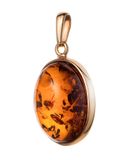 Mặt dây chuyền Amber Jewelry trang sức bằng bạc 22K đính đá hổ phách (Goji large) phủ vàng - 710211071 