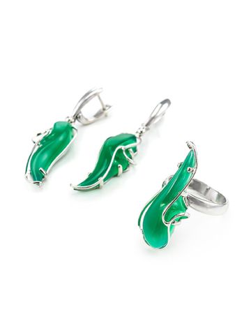 Bông tai trang sức bằng bạc 22k, có đính hổ phách thiên nhiên - 710901089