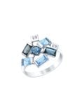  Nhẫn vàng trắng đính xanh lam, ngọc xanh da trời và đá Swarovski 715099 