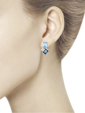 Bông tai vàng trắng đính hoàng ngọc, hoàng ngọc London và kim cương zirconia - 725427