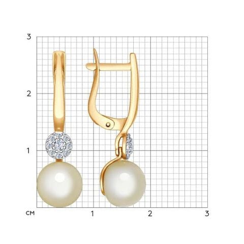 Bông tai vàng đính ngọc trai và kim cương zirconia - 792013