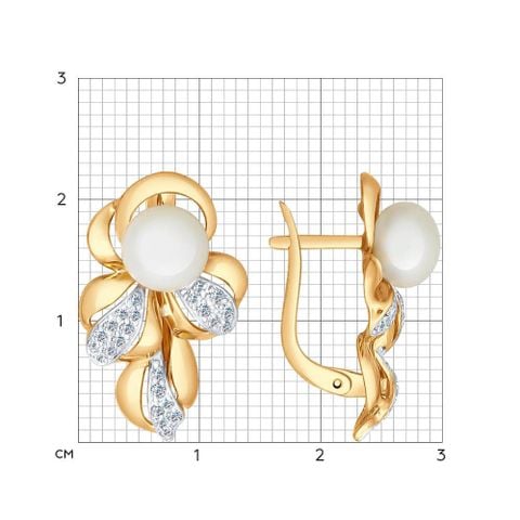 Bông tai vàng đính ngọc trai và kim cương zirconia - 792034