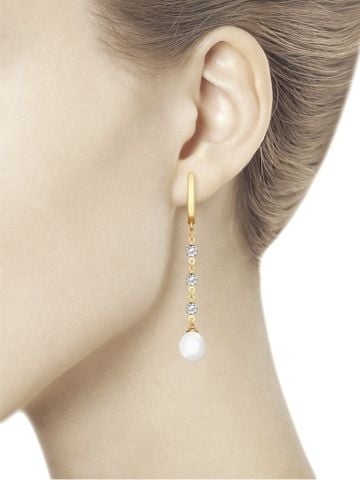 Bông tai vàng đính ngọc trai và kim cương zirconia - 792072