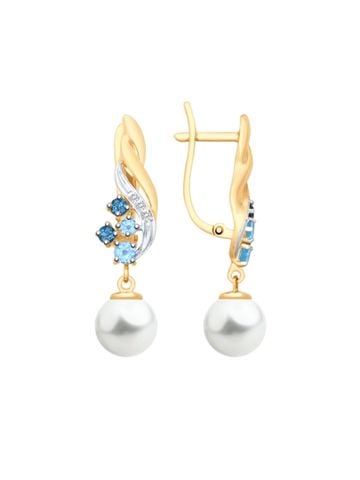 Bông tai vàng đính hoàng ngọc, hoàng ngọc London, ngọc trai, kim cương cz - 792091