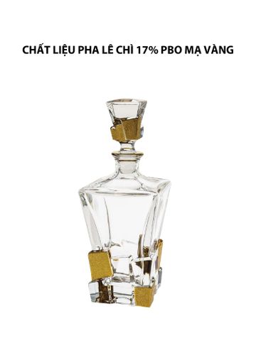  Bình đựng rượu pha lê chì phủ vàng Crack Bohemia 