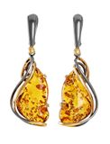  Bông tai trang sức Amber Jewelry bạc 22K đính đá hổ phách thiên nhiên màu cognac (Rialto) - 810104131 