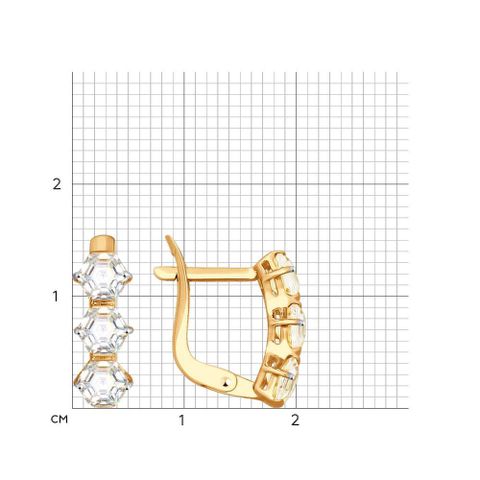 Bông tai Sokolov Honeycombs bằng vàng 585 đính đá swarovski cz - 81020321