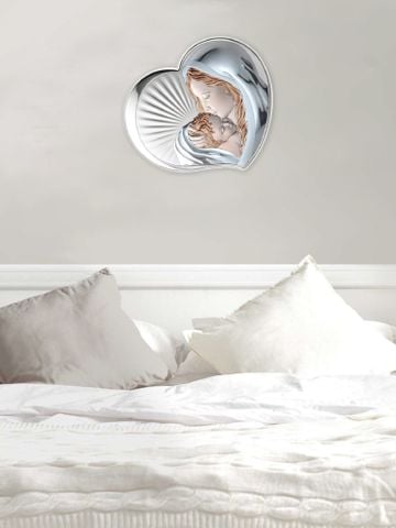 Đồ trang trí hình " Đức Mẹ Bồng Chúa Giêsu", kích thước 17,5x15 mạ bạc hiệu VALENTI  - 812954LCOL