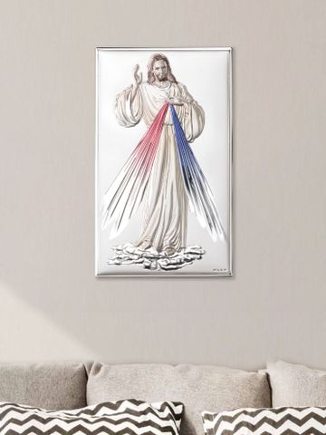 Đồ trang trí hình " Chúa Jesus nhân từ",kích thước 12x20 mạ bạc hiệu VALENTI  - 813214XLCOL