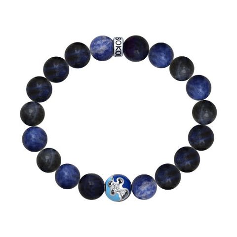 Vòng tay bạc "Nước" đính đá sodalite và kim cương zirconia - 8510500037
