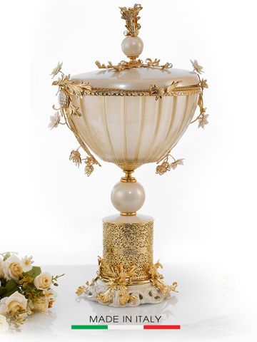 Đèn Bàn Bằng Sứ Dát Đồng Trang Trí Caroline Italy 37x23x62cm - A270.PR4