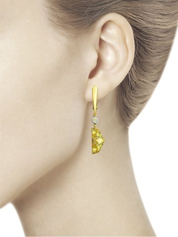 Bông tai Sokolov bạc mạ vàng với kim cương zirconia - 93020854