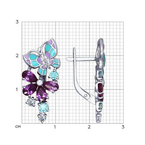 Bông tai bạc Sokolov với men và kim cương zirconia - 94022450