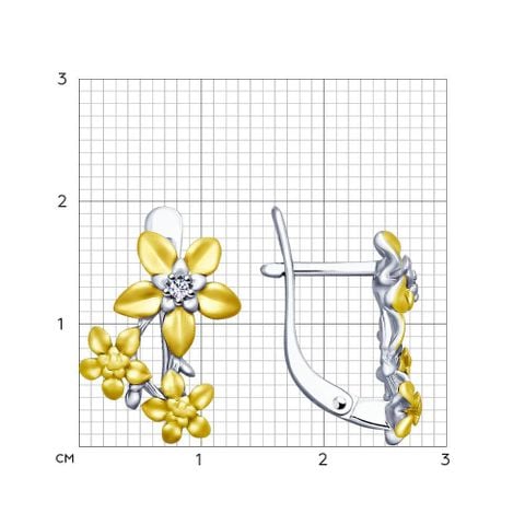 Bông tai Sokolov bạc mạ vàng đính kim cương zirconia - 94022776