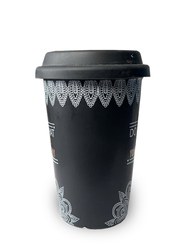  Ly Sứ La Fonte Có Tay Cầm Và Nắp Silicone Màu Đen - 006477-BLA 