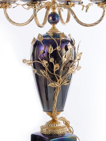 Khay Trang Trí Bằng Sứ Dát Đồng Trang Trí Caroline Italy 35x37x38cm - A259.VI3