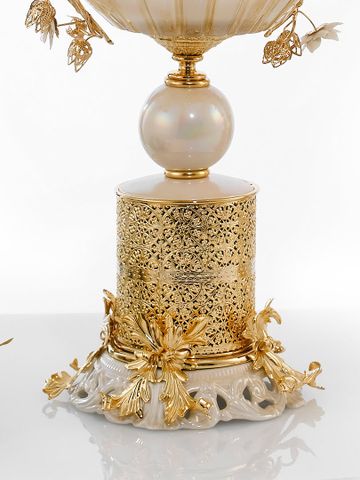 Đèn Bàn Bằng Sứ Dát Đồng Trang Trí Caroline Italy 37x23x62cm - A270.PR4