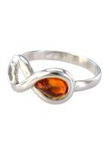  Nhẫn trang sức Amber Jewelry bạc 22K đính đá hổ phách màu cognac (Amur) phủ kim loại Rhodium - 606308133 