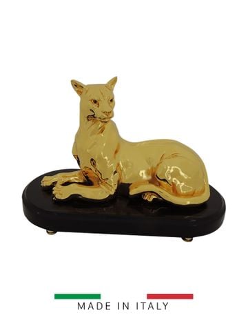 Vật trang trí hình con báo vàng Puma bằng bột đá Goldline Italia - D4643G/BLW-B