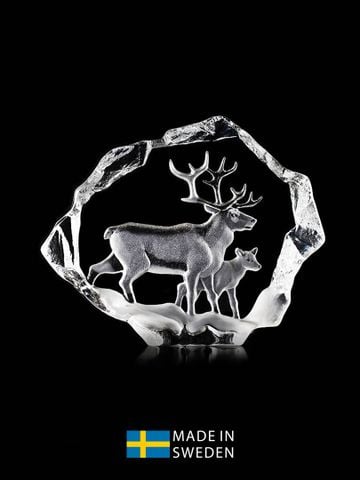 Vật trang trí hình con tuần lộc bằng pha lê Maleras "Reindeer with Calf" - 34151