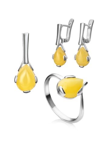 Mặt dây chuyền tinh tế của hổ phách mật ong trong bạc "Sparkle" - 701709015