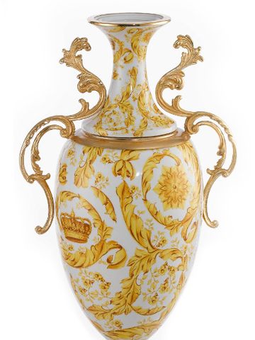 Bình Hoa Trang Trí Bằng Sứ Dát Đồng Caroline Italy 37x23x80cm - A248/B.1486