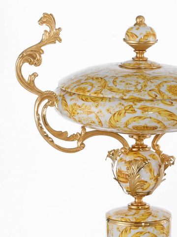 Khay Trang Trí Bằng Sứ Dát Đồng Caroline Italy 41x25x47cm - A248/B.1488