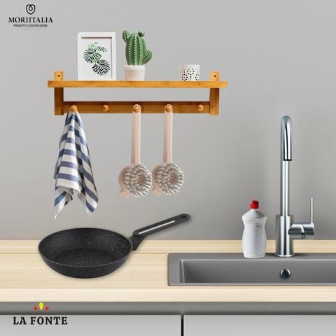 Hình ảnh BÀN CHẢI CHỐNG TRẦY CÁN GỖ ĐỂ RỬA XOONG NỒI, CHẢO CHỐNG DÍNH, CHÉN ĐĨA LAFONTE - 003643
