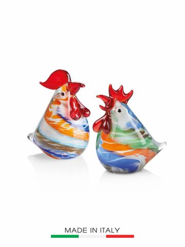 Đồ Trang Trí Bằng Pha Lê: Bộ Điêu Khắc " Gà Trống Và Gà Mái" Trong Giáng Sinh 11cm OTTAVIANI - 800214