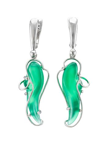 Bông tai trang sức bằng bạc 22k, có đính hổ phách thiên nhiên - 710901089