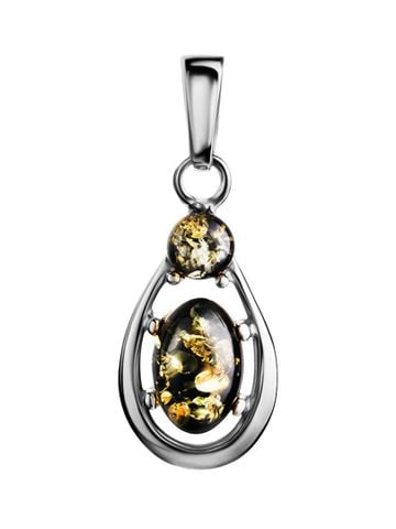 Mặt dây chuyền từ hổ phách xanh lấp lánh tự nhiên trong bạc "Prussia" - 5017203180