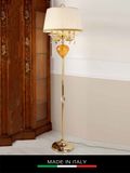  Đèn cây pha lê màu hổ phách Romatica mạ vàng 5 bóng  cm30*180h  gắn kim cương Swarovski + lồng chụp DEBORA DC2438 
